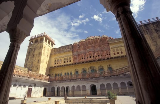 the Jaipur city palace in the City of Jaipur in the Province of Rajasthan in India.  India, Jaipur, January, 1998