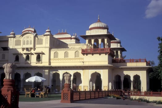 the Rambagh Palace Hotel in the City of Jaipur in the Province of Rajasthan in India.  India, Jaipur, January, 1998