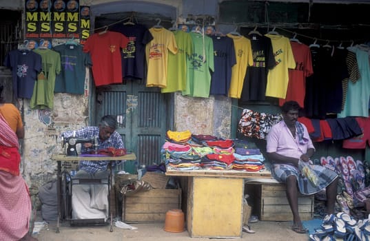 a indian textile and clothes shop in the City of Jaipur in the Province of Rajasthan in India.  India, Jaipur, January, 1998