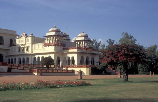 the Rambagh Palace Hotel in the City of Jaipur in the Province of Rajasthan in India.  India, Jaipur, January, 1998