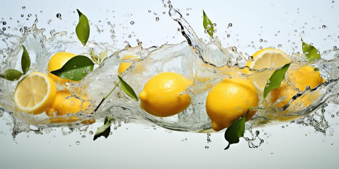 Fresh lemon splash, Concept of refreshment, citrus, and healthy living