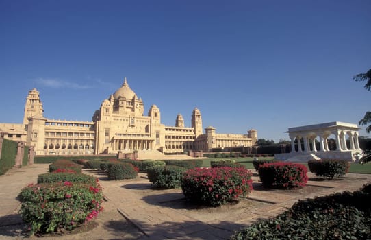 the Taj Umaid Bhawan Palace Hotel in the Town of Jodhpur in the Province of Rajasthan in India.  India, Jodhpur, January, 1998
