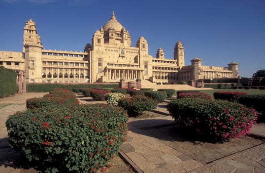 the Taj Umaid Bhawan Palace Hotel in the Town of Jodhpur in the Province of Rajasthan in India.  India, Jodhpur, January, 1998