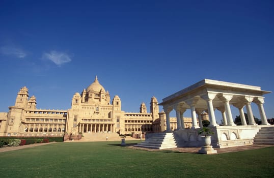 the Taj Umaid Bhawan Palace Hotel in the Town of Jodhpur in the Province of Rajasthan in India.  India, Jodhpur, January, 1998