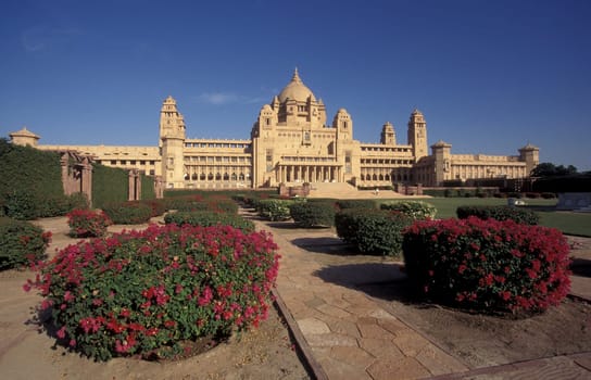 the Taj Umaid Bhawan Palace Hotel in the Town of Jodhpur in the Province of Rajasthan in India.  India, Jodhpur, January, 1998
