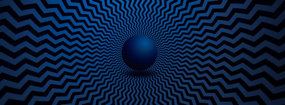 Optical illusion horizontal background. Abstract curves, geometric effect. Blue.