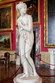 Florence, Italy - 28 December 2023: Palazzo Pitti Museum, Venus statue by scultor Antonio Canova. White marble, classic female beauty