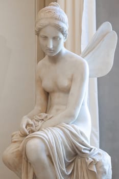 Florence, Italy: 28 December 2023. Psyche Abandoned by Pietro Tenerani, 1819, Carrara marble - the moment when Psyche loses Cupid