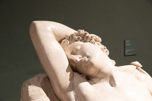 Bassano del Grappa, Italy - 22 December 2022: Sleeping Endymion, by scultor Antonio Canova, 1822 - Plaster