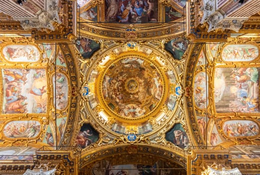 Genova, Italy - 8 August 2023: Annunziata's Church - Basilica della Santissima Annunziata - one of the most beautiful Italian Catholic Church interior