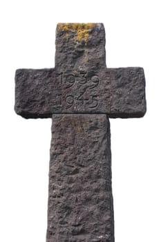 a large stone cross, with the inscription 1939 1945