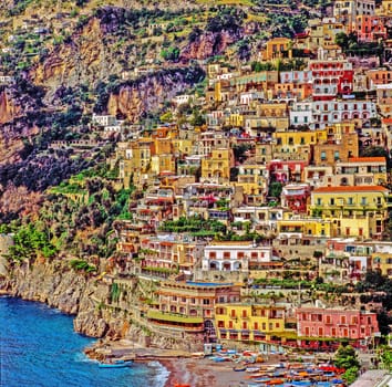 View of Positano in  Italy