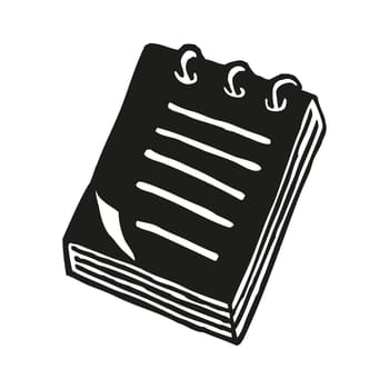 Doodle Notepad icon handdrawn with ink pen. Flat style graphic design element isolated on white background. Vector illustration
