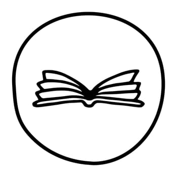 Doodle pile of books icon. Hand drawn book, journal or notebook symbol isolated on white background. Vector illustration