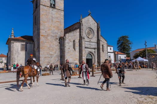 Caminha, Portugal - July 27, 2024: Caminha during the Medieval Fair reenactment. Caminha is a town in the north of Portugal, and very popular among tourists.