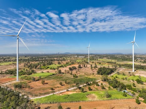 Wind energy and sustainable power generation with wind turbines, Eco-friendly solutions for renewable resources. Wind power farm and sustainable development of renewable energy, green technology.
