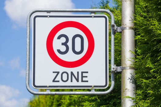 Traffic sign Maximum permitted speed thirty kilometers per hour, Germany