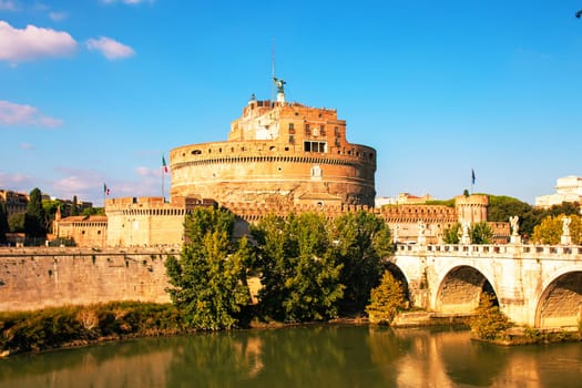 Rom, Italy - 15 Oct 2022. The Castel Sant Angelo is one of the most famous buildings in Rome. Located directly on the Tiber in the Lungotevere castello 50.