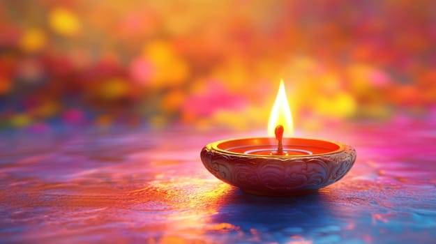 Diya Candle with Bokeh Background