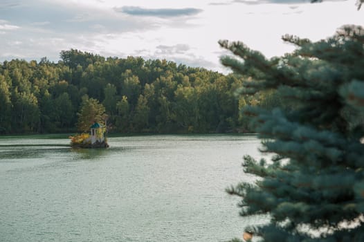 Summer landscape of lake with crystal and fresh water Aya, Altai mountains, Russia