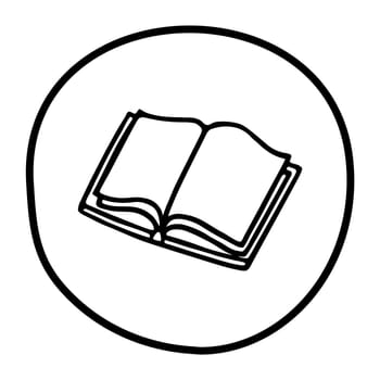 Doodle book icon handdrawn with ink pen. Knowledge and education symbol painted in grunge freehand style. Vector illustration isolated on white background
