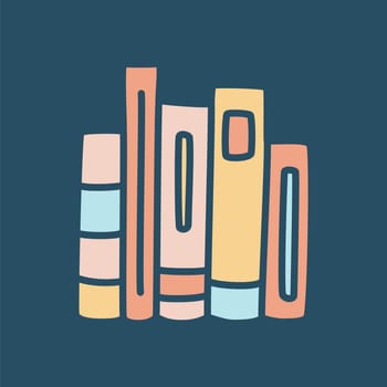 Doodle books shelf icon hand drawn in a modern minimalistic style. Knowledge and education symbol on dark background. Vector illustration