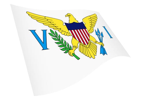 A US Virgin Islands waving flag graphic isolated on white with clipping path 3d illustration