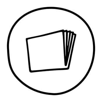 Doodle book or notebook icon, handdrawn with pen. Knowledge and education symbol painted in grunge freehand style. Vector illustration isolated on white background