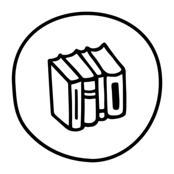 Doodle books shelf icon handdrawn with ink pen. Knowledge and education symbol painted in grunge freehand style. Vector illustration isolated on white background