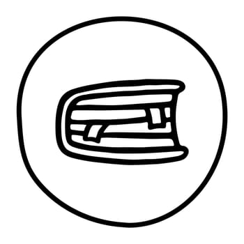 Doodle book icon with bookmarks handdrawn with pen. Vector illustration isolated on white background