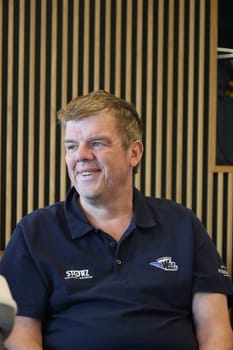 Stefan Wagner (Managing Director Schwenninger Wild Wings) at the press conference SERC WildWings season opener 24-25