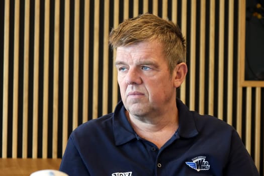 Stefan Wagner (Managing Director Schwenninger Wild Wings) at the press conference SERC WildWings season opener 24-25