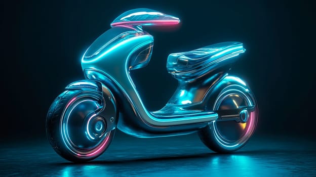A futuristic concept design of an electric scooter. Ecological transport concept. AI generated