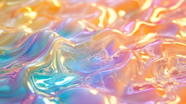Abstract iridescent holographic texture background. Concept of futuristic, psychedelic and vibrant design.