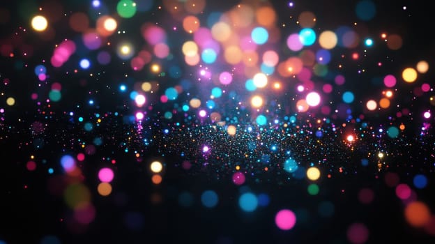 Colorful bokeh lights on dark background. Concept of celebration, festivity, joy and happiness.
