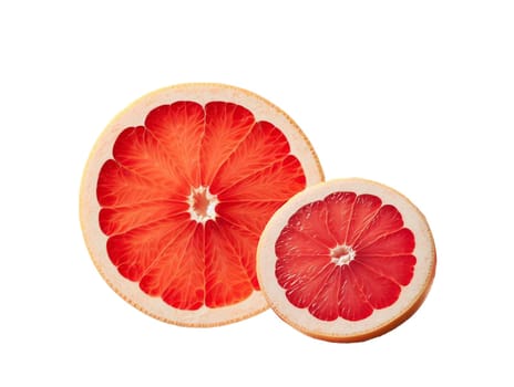 pink grapefruit slices isolated on white