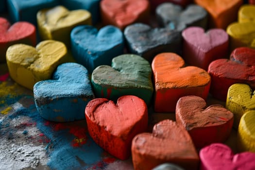 close up background of colorful hearts. Neural network generated image. Not based on any actual person or scene.