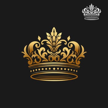 classic golden crown isolated on black background vector illustration