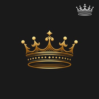 classic golden crown isolated on black background vector illustration