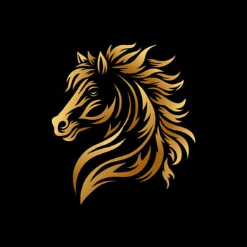 horse head silhouette golden color on black background