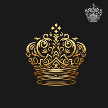 classic golden crown isolated on black background vector illustration