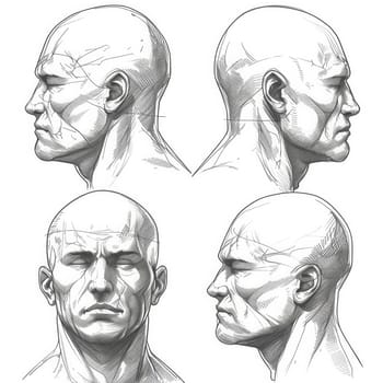 Four different views of a person's head