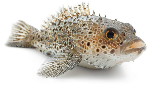Close-up of fish with spikes on its head .