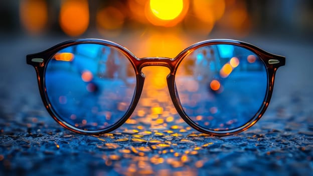 Close-up of glasses on the ground.