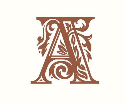 letter A flower ornament vector , Beautiful floral capital letters