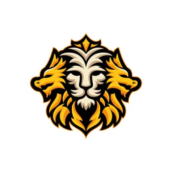 golden dragons and lion head symbol vector illustration