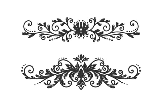 hand drawn decorative floral borders and ornaments vector