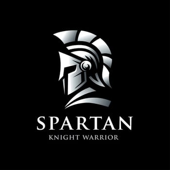 Spartan Knight Soldier, Greek Warrior symbol on black background