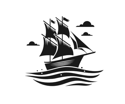 vector of sailboat silhouette vintage symbol