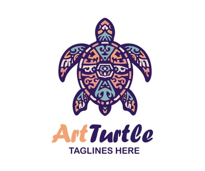 abstract sea turtle graphic art design concept. vector illustration turtle on a abstract vintage ornamental background